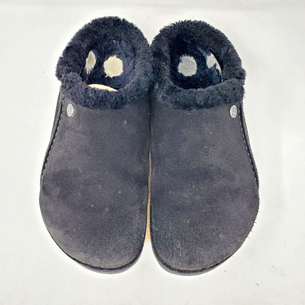 Birkenstock Zermatt Shearling Clogs 44 Mens 11 Black Suede Slip On Lined Shoes - Picture 4 of 15